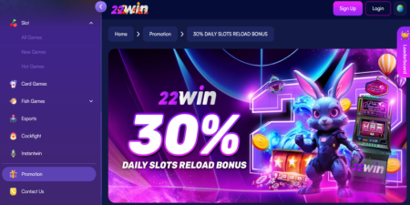 22WIN 30% Daily Slots Reload Bonus